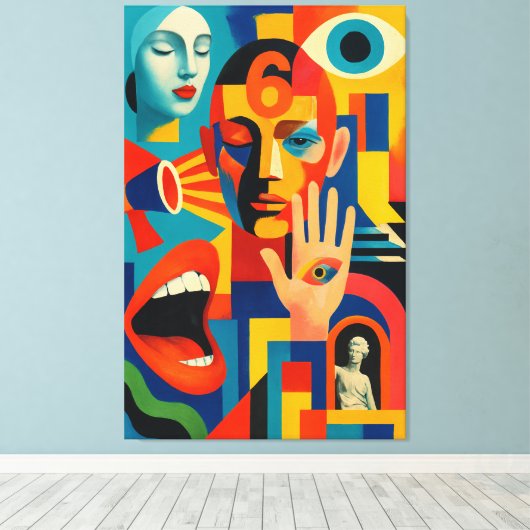 6の意味は片目をつぶれば見えてくる CANVAS AFDRUK (Insitu (Houten vloer))