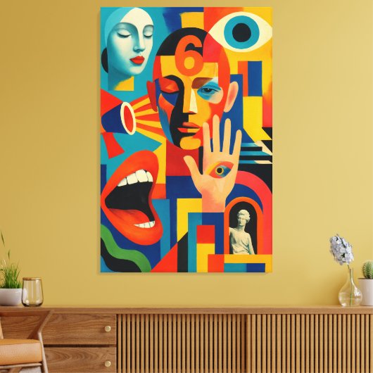 6の意味は片目をつぶれば見えてくる CANVAS AFDRUK (Insitu (Woonkamer))