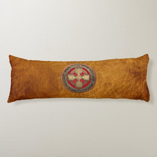 [600] Ancient Celtic Sacred Gold Knot Cross Lichaamskussen (Voorkant)