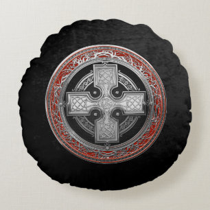 [600] Ancient Celtic Sacred Silver Knot Cross Rond Kussen