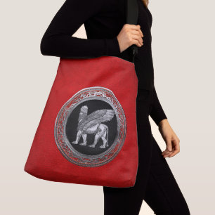 [600] Assyrische scharnieren - Silver Lamassu Crossbody Tas