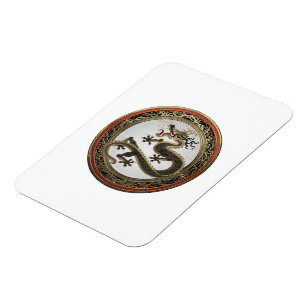 [600] Black and Gold Sacred Eastern Dragon Magneet