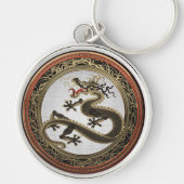 [600] Black and Gold Sacred Eastern Dragon Sleutelhanger (Voorkant)