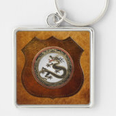 [600] Black and Gold Sacred Eastern Dragon Sleutelhanger (Voorkant)