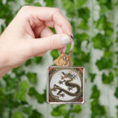 [600] Black and Gold Sacred Eastern Dragon Sleutelhanger (Hand)