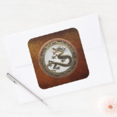 [600] Black and Gold Sacred Eastern Dragon Vierkante Sticker (Envelop)
