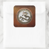 [600] Black and Gold Sacred Eastern Dragon Vierkante Sticker (Tas)