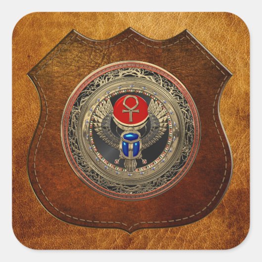 [600] Goud - Egyptisch gekonkel met Ankh Vierkante Sticker (Voorkant)