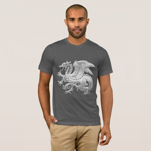 [600] IJslandse draak, Landvætir [Silver] T-shirt (Voorkant volledig)