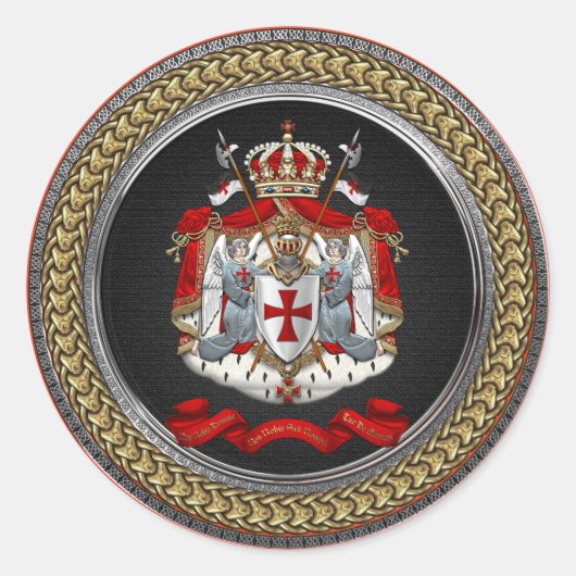 [600] Knachten Templar Coat of Arms Ronde Sticker (Voorkant)