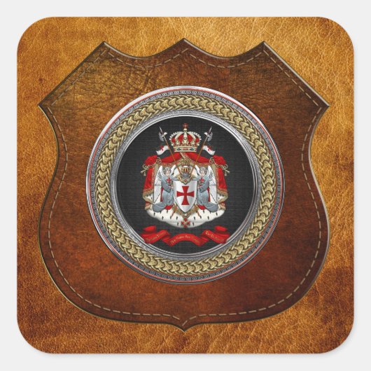 [600] Knachten Templar Coat of Arms Vierkante Sticker (Voorkant)
