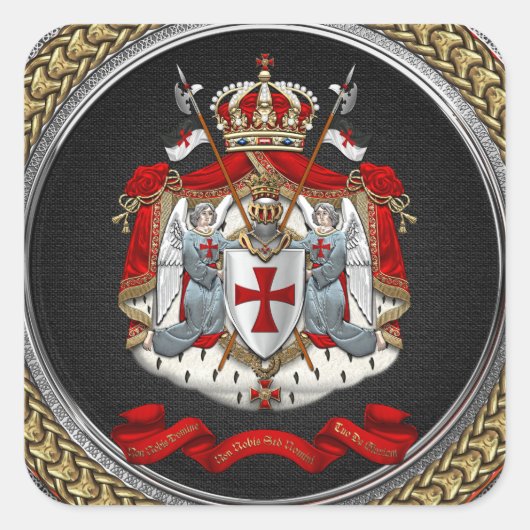 [600] Knachten Templar Coat of Arms Vierkante Sticker (Voorkant)