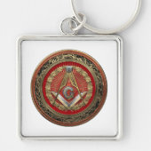 [600] Master Mason - Gold Square & Compass Sleutelhanger (Voorkant)