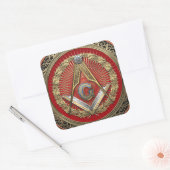[600] Master Mason - Gold Square & Compass Vierkante Sticker (Envelop)
