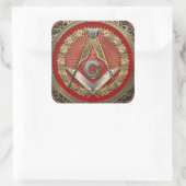 [600] Master Mason - Gold Square & Compass Vierkante Sticker (Tas)