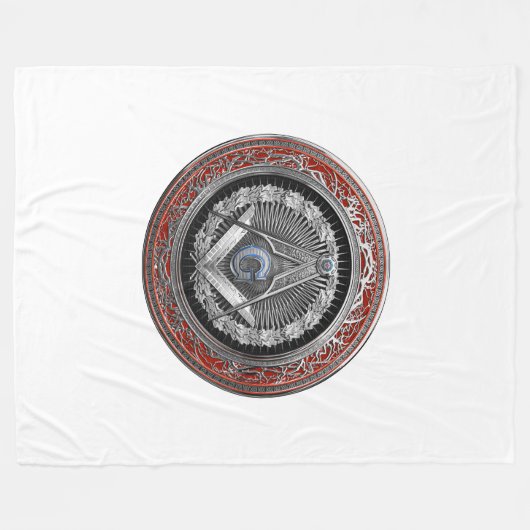 [600] Master Mason - Silver Square & Compass Fleece Deken (Voorkant (Horizontaal))