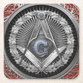 [600] Master Mason - Silver Square & Compass Kartonnen Onderzetters (Voorkant)