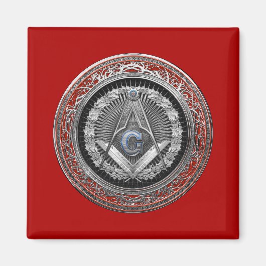 [600] Master Mason - Silver Square & Compass Magneet (Voorkant)