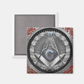 [600] Master Mason - Silver Square & Compass Magneet (Voorkant / Achterkant)