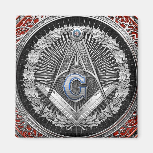 [600] Master Mason - Silver Square & Compass Magneet (Voorkant)