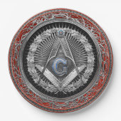 [600] Master Mason - Silver Square & Compass Papieren Bordje (Voorkant)