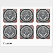 [600] Master Mason - Silver Square & Compass Vierkante Sticker (Vel)