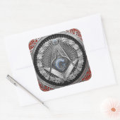 [600] Master Mason - Silver Square & Compass Vierkante Sticker (Envelop)