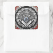 [600] Master Mason - Silver Square & Compass Vierkante Sticker (Tas)