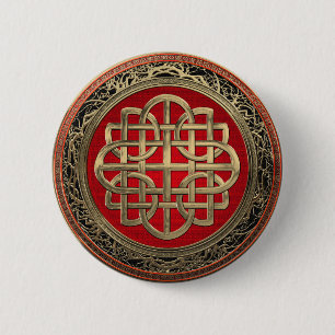 [600] Sacred Celtic Gold Knot Cross Ronde Button 5,7 Cm