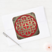 [600] Sacred Celtic Gold Knot Cross Vierkante Sticker (Envelop)