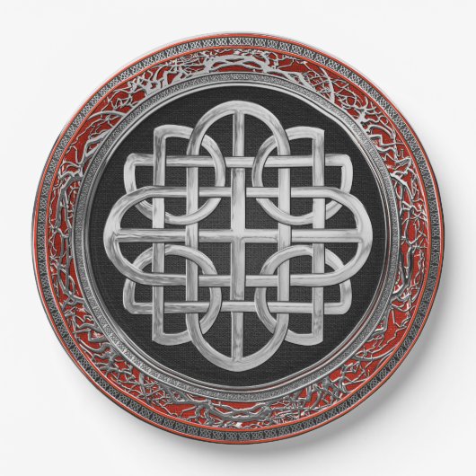 [600] Sacred Celtic Silver Knot Cross Papieren Bordje (Voorkant)