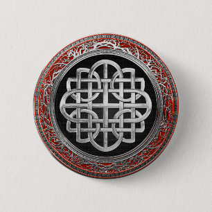 [600] Sacred Celtic Silver Knot Cross Ronde Button 5,7 Cm
