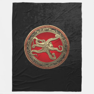 [600] Sacred Gold Octopus in Defensief Posture Fleece Deken