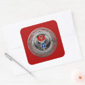 [600] Sacred Silver Egyptian Winged Scarab & Ankh Vierkante Sticker (Envelop)