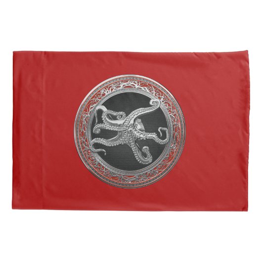 [600] Sacred Silver Octopus in Defensief Posture Kussensloop (Achterkant)