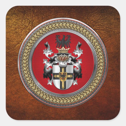 [600] Teutonische wapenschild Vierkante Sticker (Voorkant)