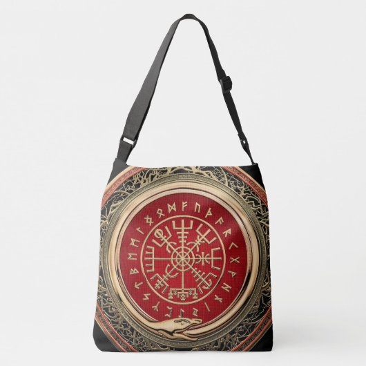 [600] Vegvisir - Viking Gold Magic Runass Crossbody Tas (Achterkant)
