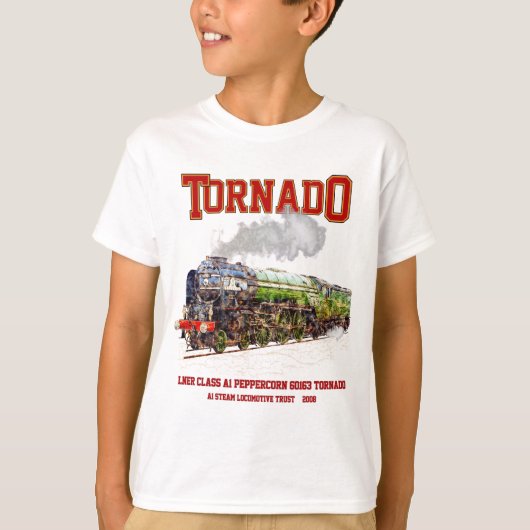 60163 Tornado  Stoomtrein Locomotief T-shirt (Voorkant)