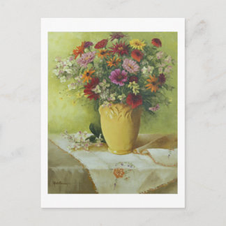 6021 Zinnias in de Gele McCoy Vase Briefkaart