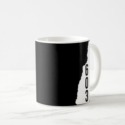 603 Nh New Hampshire Area Code State Map Tee  Koffiemok (Voorkant rechts)