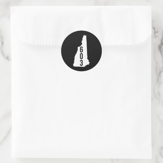 603 Nh New Hampshire Area Code State Map Tee  Ronde Sticker (Tas)