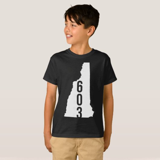 603 Nh New Hampshire Area Code State Map Tee  T-shirt (Voorkant volledig)