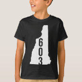 603 Nh New Hampshire Area Code State Map Tee  T-shirt (Voorkant)