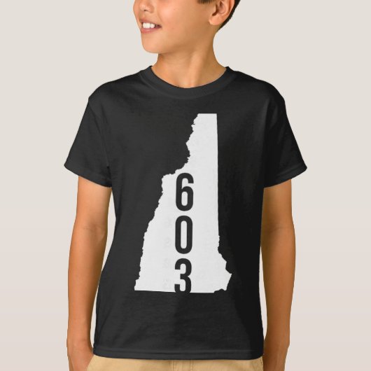 603 Nh New Hampshire Area Code State Map Tee  T-shirt (Voorkant)