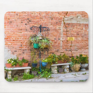 6090-bakstenen muur met Planten Muismat