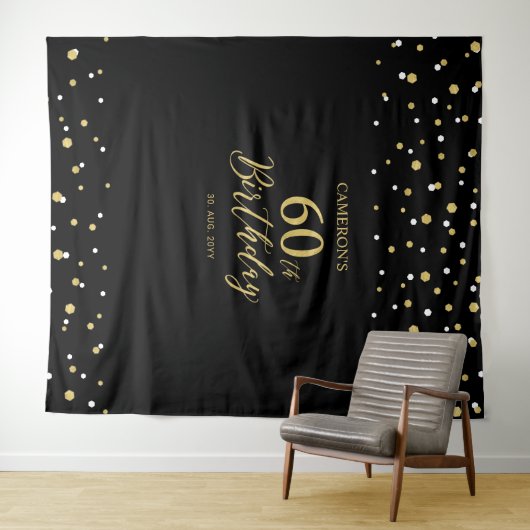 60 | 60e verjaardag van Gold & Black - achtergrond Wandkleed (In Situ (horizontaal))