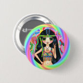 '60, '70' Rainbow Hippie Chick Peace Sign Ronde Button 5,7 Cm (Voorkant /achterkant)