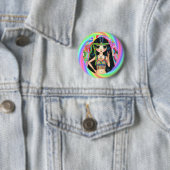 '60, '70' Rainbow Hippie Chick Peace Sign Ronde Button 5,7 Cm (In situ)