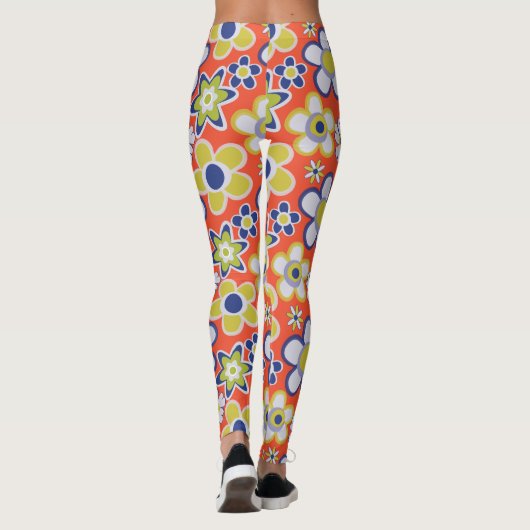60, 70's Retro Groovy Sierkussen Leggings (Achterkant)