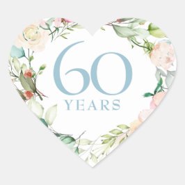 60/75ste verjaardag Sweet Summer Roses Guirlande Hart Sticker